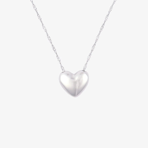 Puffy Heart Bead Pendant Necklace