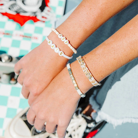 White Alphabet Bead Bracelet