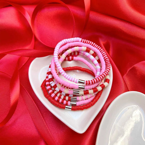 Vacation Vibes Pink Moment Stretch Bracelet Set of 8